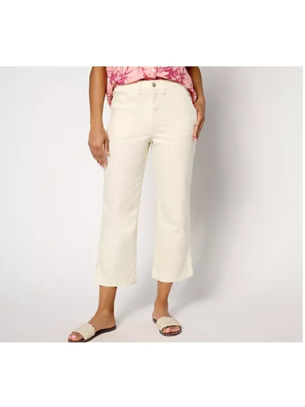 Anybody Women Pants Sz 2 Cropped Button Front Denim Ivory A647726